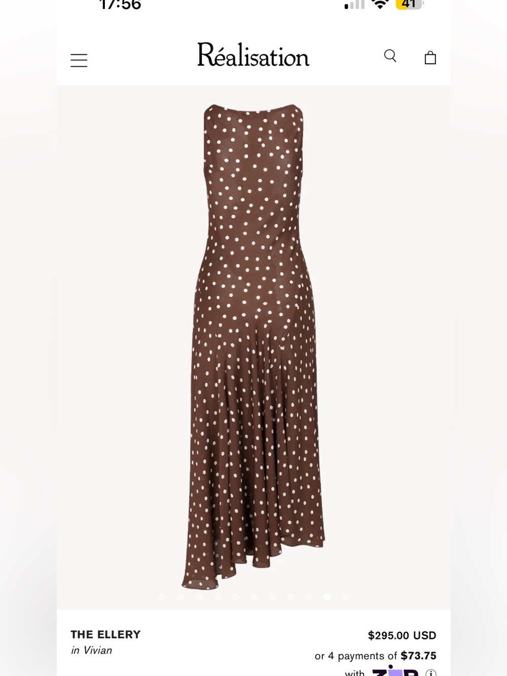 Réalisation Par silk Brown Polka Dot Midi Dress - Picture 6 of 9